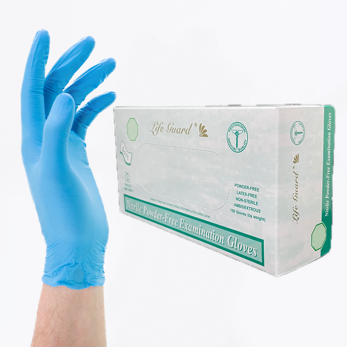 LifeGuard Blue Nitrile Exam Gloves 3.5 Mil 100 Pcs