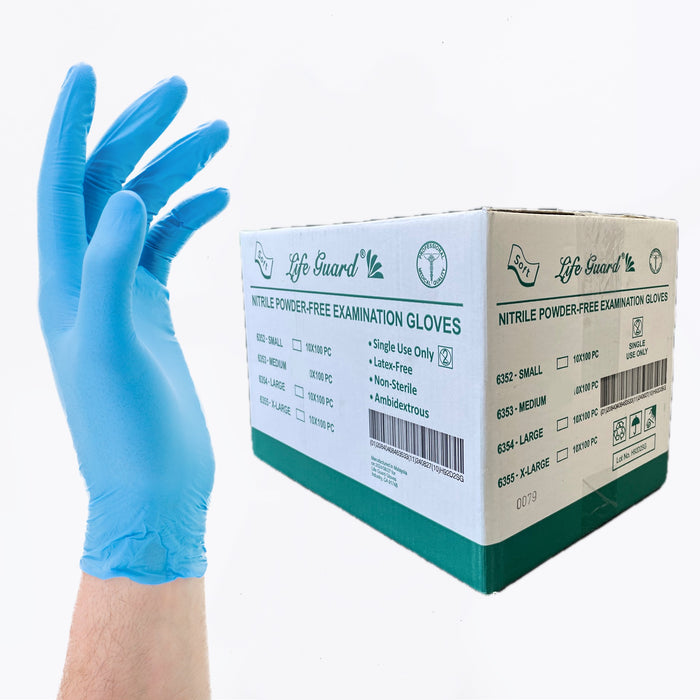 LifeGuard Blue Nitrile Exam Gloves 3.5 Mil 100 Pcs