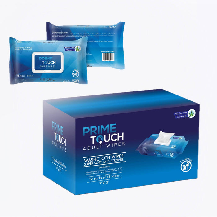 Prime Touch Adult Wet Wipes case of 12 packs Alcohol Free