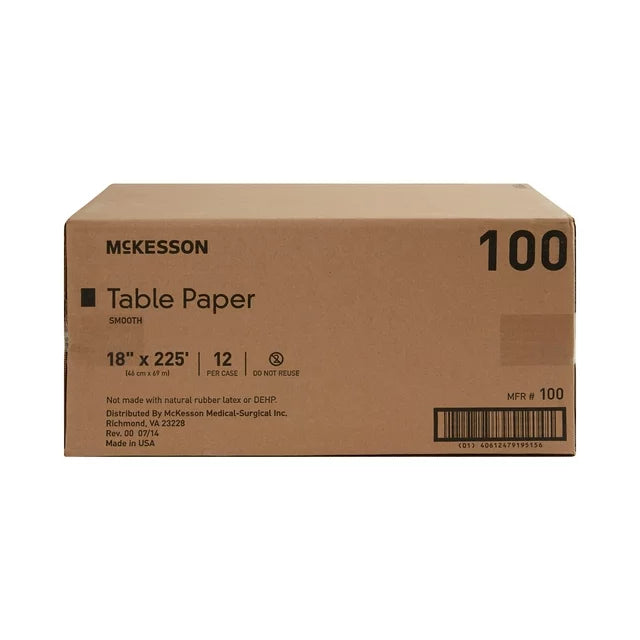 McKesson Exam Table Paper, Smooth - White 12 Count 18" and 21"