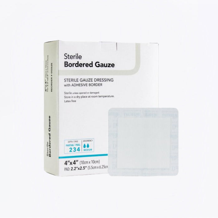 Dermarite Sterile Bordered Gauze Dressing 4" x 4" with Adhesive Border, Medium Absorbency