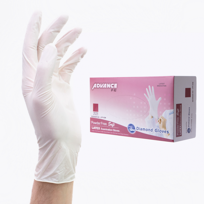 Advance IF62 White Latex Examination Glove Powder free medical and food use