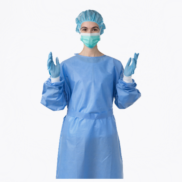 Level 2 SMS Non-Woven Isolation Gown, disposable self protection gowns, blue color strong and nice fit