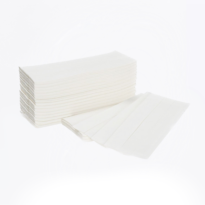 multifold white paper towels, 2 ply thickness great for restaurant, industrial, and office use, white paper towels, close look