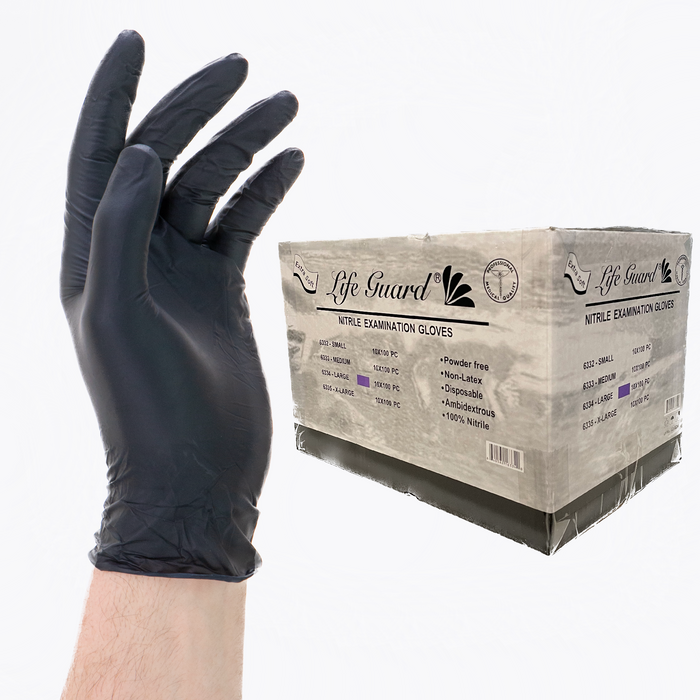 LifeGuard 4 Mil Black Nitrile Exam Gloves