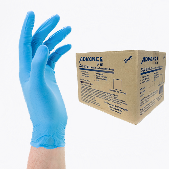 Case of 1000 pieces of Advance if35 nitrile Examination gloves, powder free, latex free, medical use, exam gloves