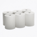 6 Rolls of Hard wound roll towels white color commercial, industrial, high capacity roll towels, 8" x 350ft, 8" x 600ft