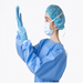 sms level 2 isolation disposable gowns, blue color, knit cuffs nice clean, protection 