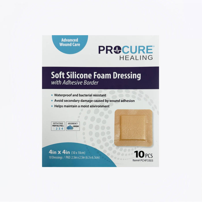 Soft Silicone Foam Dressing with Adhesive Border 10 Pcs