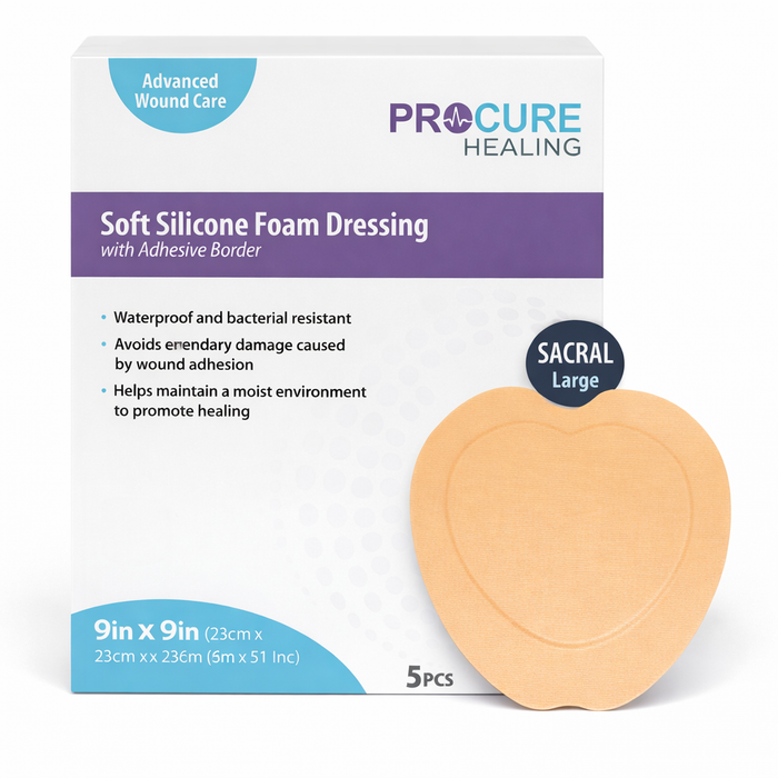 Sacral Soft Silicone Foam Dressing with Adhesive Border 5 Pcs