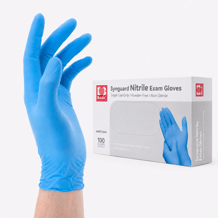 Synguard Blue Nitrile Exam Gloves 3.5 Mil 100 Pcs