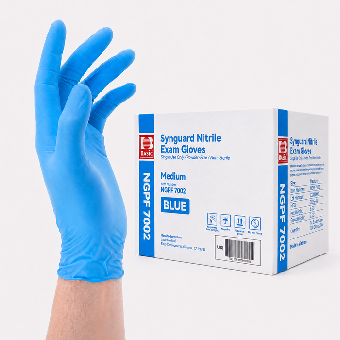 Synguard Blue Nitrile Exam Gloves 3.5 Mil 100 Pcs
