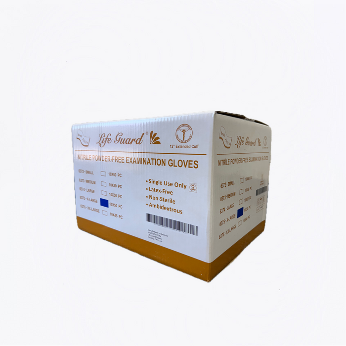 Case of 1000 pieces of lifeguard blue 8 mil thickness nitrile examination gloves, powder free, latex free