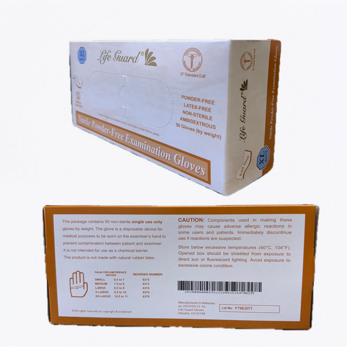 LifeGuard Blue Extended Cuff Nitrile Exam Gloves 8 Mil